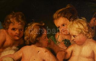 Jelzés nélkül, XIX. sz. vége/XX. sz. eleje: Puttók. Olaj, vászon. Sérült. Dekoratív fakeretben. 73x1...