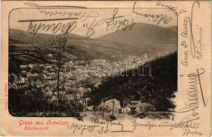 1907 Oravicabánya, Oravica, Oravicza, Oravita; Totalansicht. J. E. Tieranu / látkép / general view (EB)