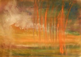 Mazzag István (1958): Színes táj, 1997. Olajpasztell, papír. Jelezve jobbra lent. Üvegezett fakeretben. 50x70 cm. KIZÁRÓLAG SZEMÉLYES ÁTVÉTEL, NEM POSTÁZZUK! / ONLY PERSONAL COLLECTION AT OUR OFFICE!