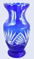 Kék kristály váza 22 cm hibátlan + cigaretta kínáló, hamuzó