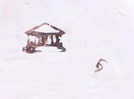 Habán múzeumi másolat olaj tartó. Mázas kerámia, kézzel festett, jelzett, mázrepedéssel 27 cm