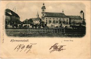 1899 Nagyszeben, Hermannstadt, Sibiu; Grosser Ring. Verlag von Carl F. Jickeli / tér / square (EB)