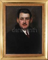 Karlovszky Bertalan (1858-1938): Juwelier Géza szőnyegkereskedő portréja, 1921. Olaj, fatábla. Jelez...
