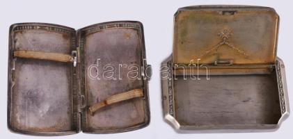 2 db ezüstözött alpakka szelence, zománc berakással 9,5x6,5 cm 9x5 cm