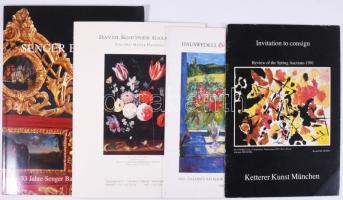 Senger Bamberg. 33 Jahre Senger Bamberg Kunsthandel. Bamberg, 2003, Senger Bamberg, 104 p. Német nyelven. Gazdag képanyaggal illusztrált. Kiadói papírkötés. + 1991 Ketterer Kunst München prospektus. + Zürich, David Koetser Gallery. Fine Old Master Paintings kihajtható prospektus. 2000 Hauswedell &amp; Nolte, Hamburg.