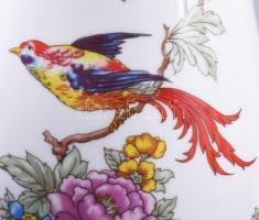 Hollóházi paradicsommadár mintás váza. Jelzett, hibátlan, m: 31 cm