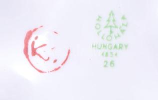 Hollóházi kézzel festett porcelán kulacs, jelzett, hibátlan, m: 22 cm