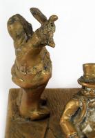 Londoni utcakép. NVB jelzett angol réz szobor. Kissé laza 18 cm