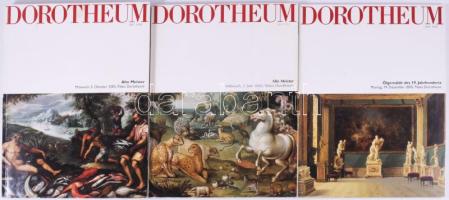 1999-2005 Dorotheum aukciós katalógusok: Alte Meister: Juni 1999, Juni 2002, Oktober 2005 és Ölgemälde des 19. Jahrhunderts. Összesen 4 db + 2 db prospektus. Wien, Dorotheum. Német nyelven. Gazdag képanyaggal illusztrált. Kiadói kartonált papírkötés.