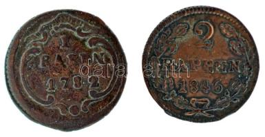 Svájc 1782. 1r Cu + 1846. 2r billon T:VF-F
Switzerland 1782. 1 Rappen Cu + 1846. 2 Rappen billon C:...