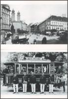 cca 1900 előtti felvételek a régi Budapest, régi villamosairól, 2 db modern nagyítás, jelzés nélkül, 15x21 cm