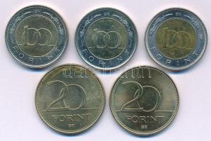 2002. 100Ft "Kossuth" + 2003. 20Ft "Deák" + 2020. 20Ft Cu-Ni "Tisztelet a h...