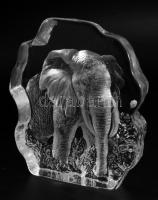 Mats Jonasson (svéd, 1945-): Elefánt alakos asztaldísz, jelzés nélkül, hibátlan, m: 18 cm