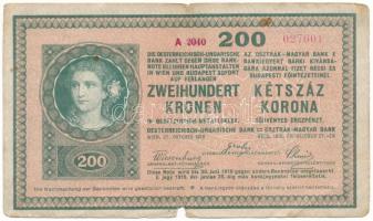 1918. 200K "A 2040 027601" hullámos hátlappal T:VG kis anyaghiány
