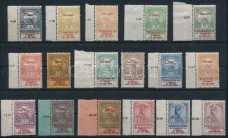 1914 Hadisegély I. próbanyomat sor, két érték kivételével ívszéliek, összegző számokkal (150.000) (10f ujjlenyomat / fingerprint)