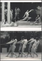 cca 1910 Mozgásművészeti tanulmányok, szolidan erotikus felvételek, 2 db modern nagyítás, jelzés nélkül, 15x21 cm