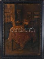 Koleszár S. István (XX. sz. első fele): Enteriőr festményekkel. Olaj, karton. Jelzett. Apró felületi...