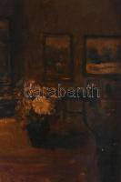 Koleszár S. István (XX. sz. első fele): Enteriőr festményekkel. Olaj, karton. Jelzett. Apró felületi...