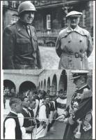 1937 Horthy Miklós kormányzó Székesfehérváron, az ősi koronázó városban tartott vitézzé avatáson; a másik felvételen már amerikai fogságban (München, 1945), 2 db modern nagyítás, jelzés nélkül, 15x21 cm