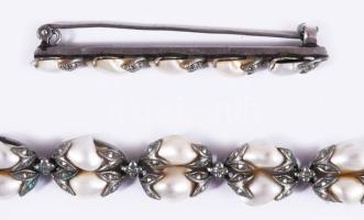 Antik karkötő és bross, belefoglalt barokk gyöngyökkel