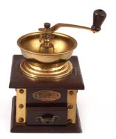 Dekoratív fa és réz kávédaráló 18 cm