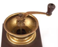 Dekoratív fa és réz kávédaráló 18 cm