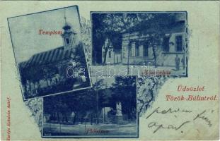 1900 Törökbálint, Templom, Községháza, Plébánia. Eckstein Adolf kiadása. Art Nouveau, floral (Rb)