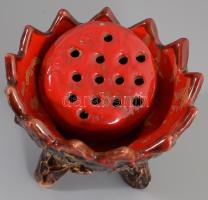 Ikebana váza. Kézzel festett, hibátlan d: 12 cm m: 8 cm + kis dobozka