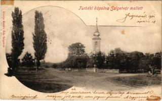 Turbék, Turbékpuszta (Szigetvár); kápolna, búcsújáróhely. Kozáry Ede kiadása, Art Nouveau (EB)