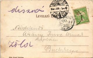 1908 Üröm, vasútállomás, iskola, Fő utca üzlettel és templommal. Götz József kiadása (EB)