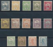 1913 Turul sor fekvő vízjellel, a 35f kulcsérték és az 1K szép, törésmentes, elsőfalcos példány. (190.000) (30f függőleges törés / crease, 2K folt / spot)