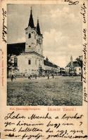 1902 Vác, Szentháromság szobor és templom. Divald Károly 159. sz. (fl)