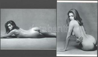 cca 1988 Cindy Crawford, mint fotómodell, 2 db modern nagyítás, jelzés nélkül, 21x15 cm