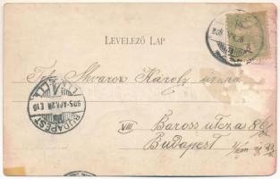 1905 Vác, Izraelita templom, zsinagóga, népiskola, Evangélikus templom. Divald Károly 590. sz. (EM)