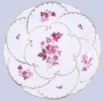 Zsolnay rózsamintás süteményes készlet, jelzett, hibátlan, d: 17-30 cm