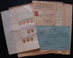 1883-1944 15 db okmány + 2 db számla klf illetékbélyegekkel