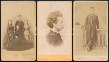cca 1865 Műtermi portrék, 3 db keményhátú fotó Scheffler szabadkai műterméből, 10,5×6,5 cm