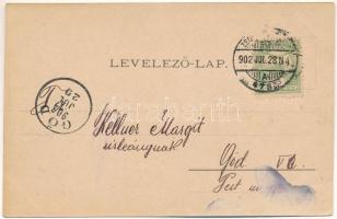 1902 Vágszakály, Szokolócz, Sokolovce; Nyáry kastély / castle + "ZSOLNA - POZSONY 47. SZ. A&quo...