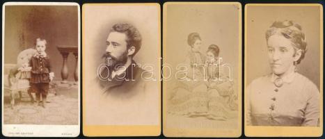 cca 1865-1875 4 db műtermi portré brünni (Brno) műtermekből, 10,5×6,5 cm