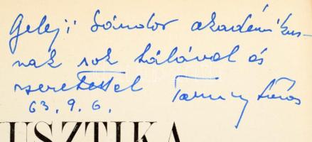 Tarnóczy Tamás: Akusztika. Fizikai akusztika. A szerző, Tarnóczy Tamás (1915-2007) fizikus, egyetemi tanár, az MTA Akusztikai Kutatócsoportjának vezetője által Geleji Sándor (1898-1967), kohómérnök, a csepeli Weiss Manfréd Művek igazgatójának (1945-49), kétszeres Kossuth-díjas professzor részére DEDIKÁLT példány!  Bp., 1963, Akadémiai, 559+1 p. Megjelent 1100 példányban. Fekete-fehér képanyaggal illusztrált. Kiadói egészvászon-kötés, kiadói papír védőborítóban.