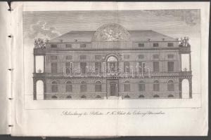 ca 1800 18 db épületeket ábrázoló rézmetszet. Az osztrák birodalom hivatali épületei, síremlékek, ka...