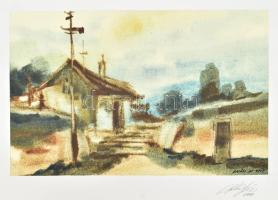 Balázs György (1927-2015): Ódon utca, 1997. Akvarell, papír, jelzett, paszpartuban. 19,5x31 cm