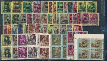 Kisegítő bélyegek összeállítás, benne összefüggések, nyomási eltérések, stecklapon