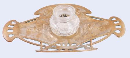 Német szecessziós kalamáris, üveggel, 31x21 cm