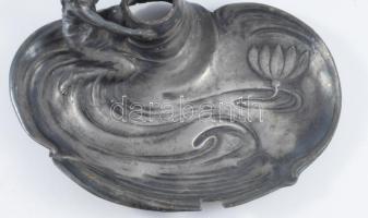 Imperial jelzéssel szecessziós nő figurás tintatartó, sérült, 21x15 cm