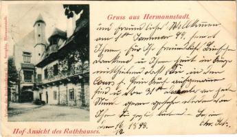 1898 Nagyszeben, Hermannstadt, Sibiu; Hof-Ansicht des Rathhauses / Városháza, udvar. G.A. Seraphin / town hall (EK)