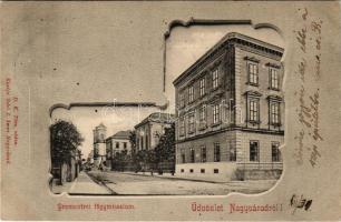 1901 Nagyvárad, Oradea; Premontrei főgimnázium. Sebő I. Imre kiadása / grammar school. Art Nouveau
