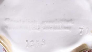 Német fajansz, kaspó, díszváza kézzel festett, hiányos, restaurált, jelzés nélkül 18x21 cm