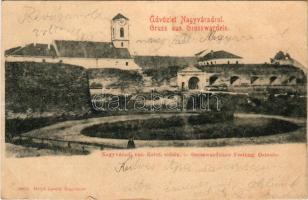 1901 Nagyvárad, Oradea; Nagyváradi vár keleti oldala. Helyfi László kiadása / Grosswardeiner Festung, Ostseite / castle Eastern side (kis szakadás / small tear)