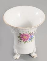 Hollóházi Hajlanka mintás váza, 3 lábon, jelzett, hibátlan, m: 12 cm